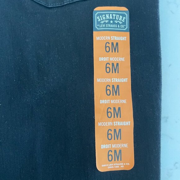 Signature by Levi Strauss & Co. Modern Straight 5 Pocket M Rise Jeans Black Sz 6 - Picture 14 of 16